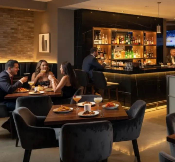 Wnętrze Xia z barową i restauracyjną atmosferą oraz strefą pokerową