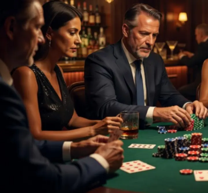 Stół pokerowy w Xia przygotowany na wieczór turniejowy