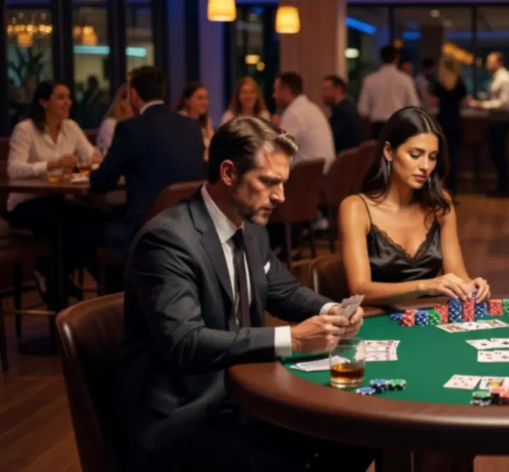 Stół pokerowy w Xia podczas turnieju offline